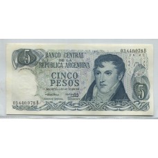 ARGENTINA COL. 609b BILLETE 5 PESOS LEY 18.188 BOT 2328 SIN CIRCULAR UNC